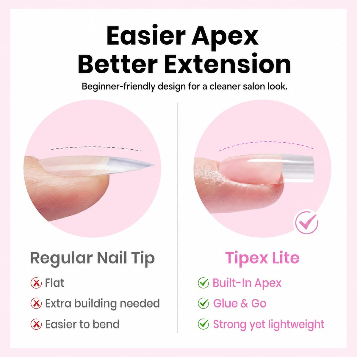 Beetles Tipex Lite in-use application with glue demonstrating quick press-on adhesion technique