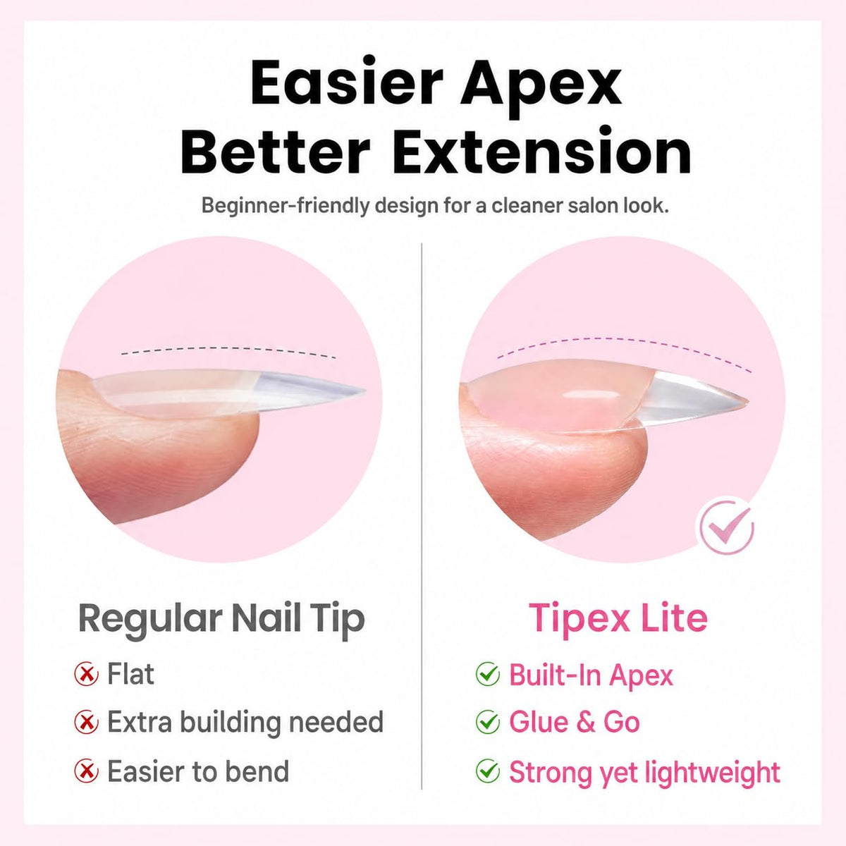 beetles Gel Polish tip being glued on natural nail demonstrating quick application