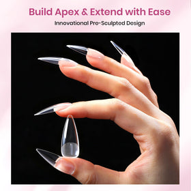 beetles Tipex Lite long stiletto installed on a nail showing salon-like finish