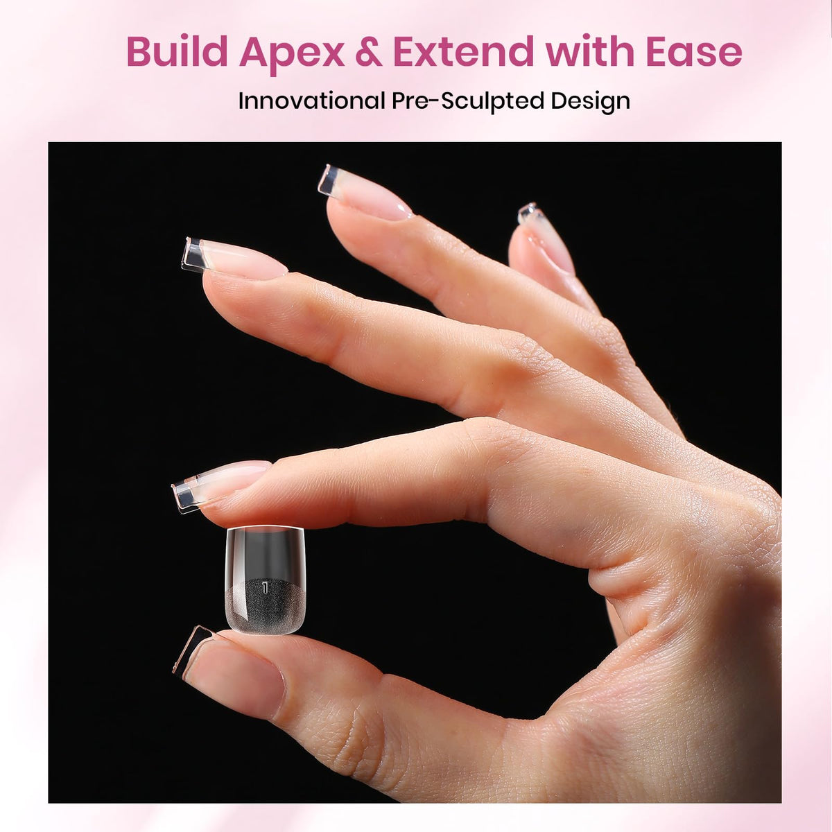 beetles Gel Polish tip applied on a natural nail, creates salon-style extension