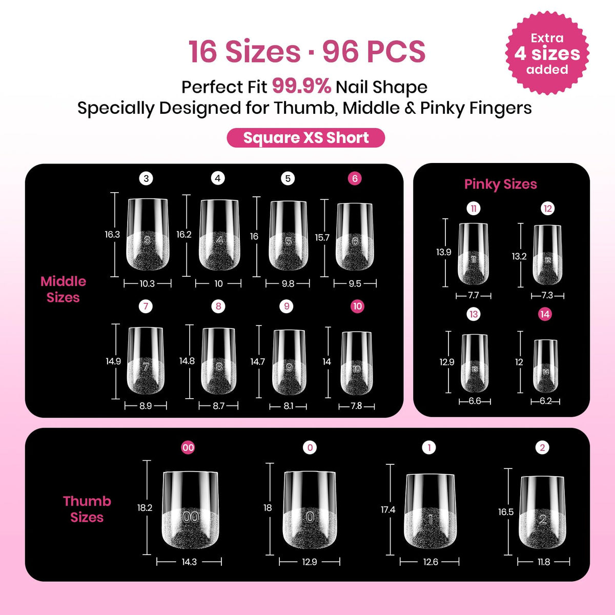 beetles Gel Polish tip next to a fingertip for scale, accurate sizing aid