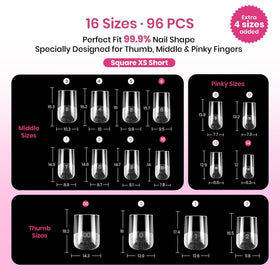 beetles Gel Polish tip next to a fingertip for scale, accurate sizing aid
