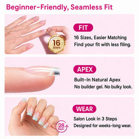 beetles Gel Polish array of 16 sizes laid out, easy size selection benefit