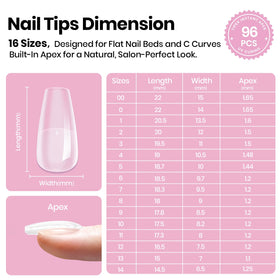 beetles gel polish size chart layout with labeled 00–14 sizes for accurate matching