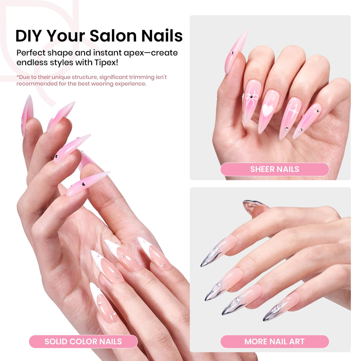 beetles Gel Polish tips spread displaying 16 sizes 00–14 for precise fit selection