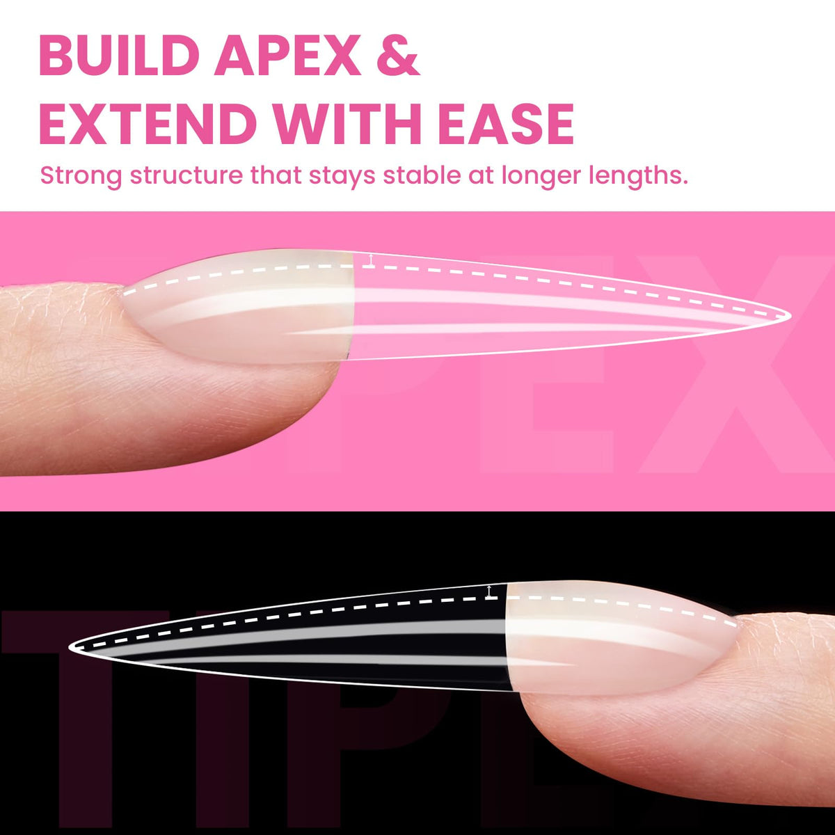 beetles tipex tips adhered on nails demonstrating salon-look durability