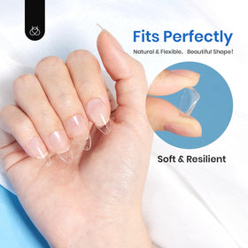 beetles clear tips with gel polish finish demonstrating smooth adhesion