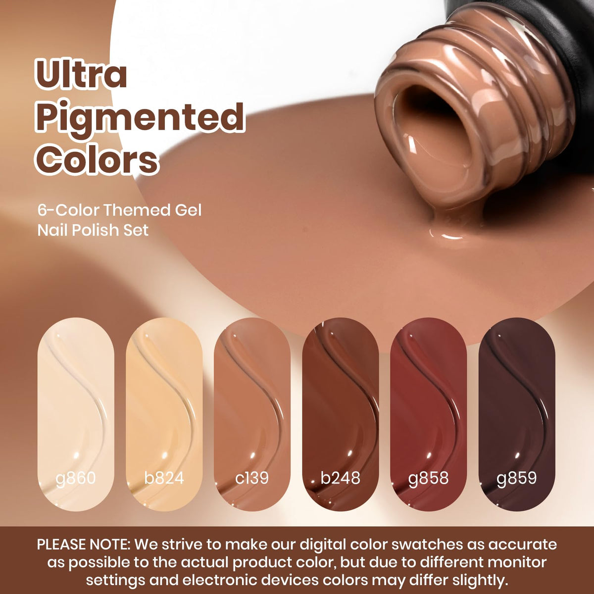 beetles Gel Polish swatches fan showing six Toasty Aroma shades for easy shade selection