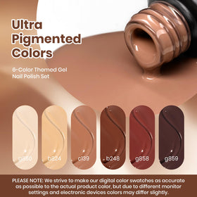 beetles Gel Polish swatches fan showing six Toasty Aroma shades for easy shade selection