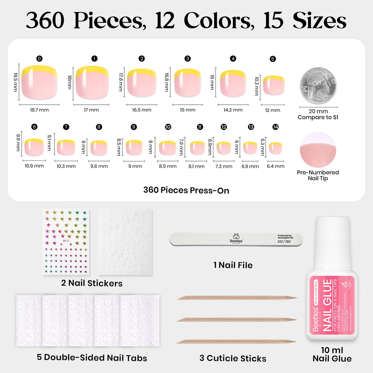 beetles tools and accessories layout including glue tabs and file