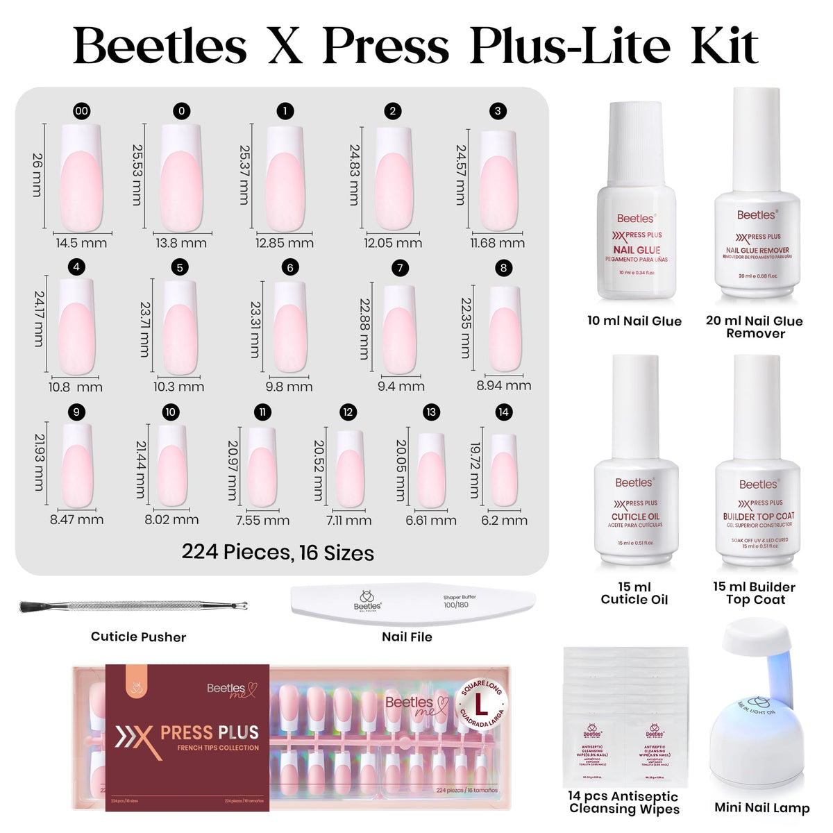 beetles nail file cuticle pusher and wipes for prep and neat results