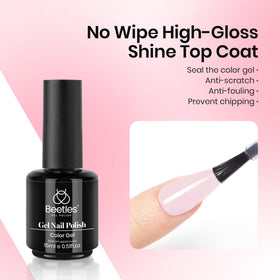 beetles Gel Polish no-wipe top coat gloss swirl showing high shine