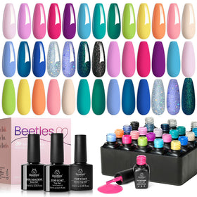 Beetles comparison of glossy and matte top coats showing finish choices
