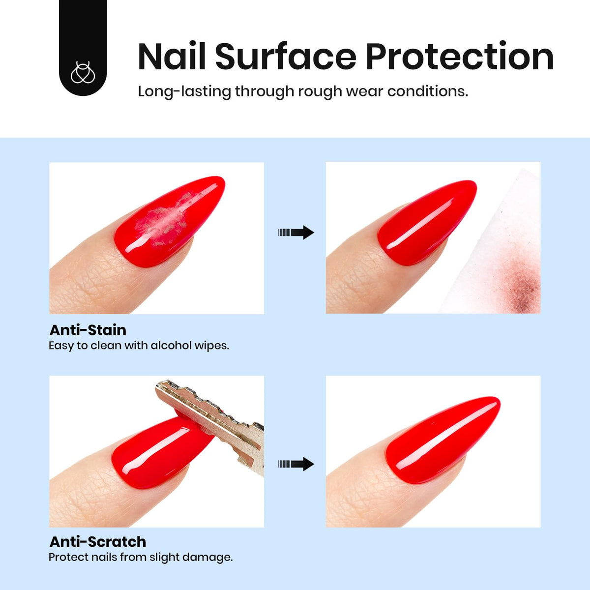 beetles on manicured nails showing mirror-like shine and protection