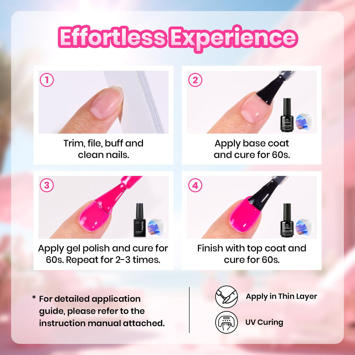 Beetles glossy top coat reflection highlighting long-lasting shine