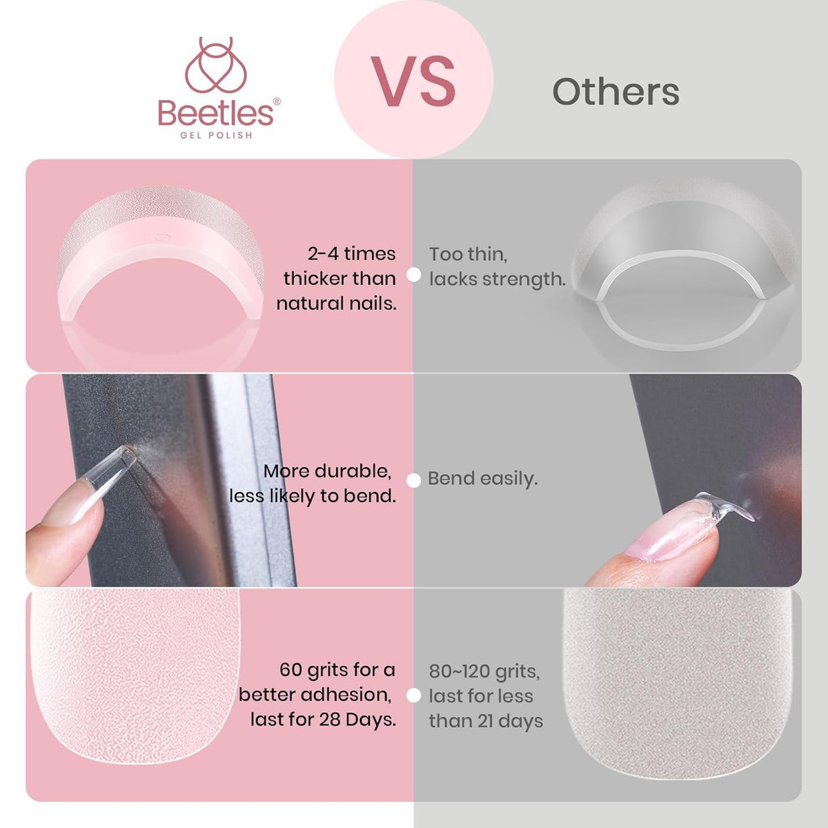 beetles trimmed and filed shapes comparison showing reshaped tips into different nail styles