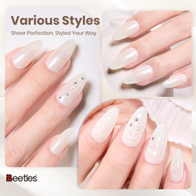 beetles hand applying vanilla scoop polish demonstrating effortless application control