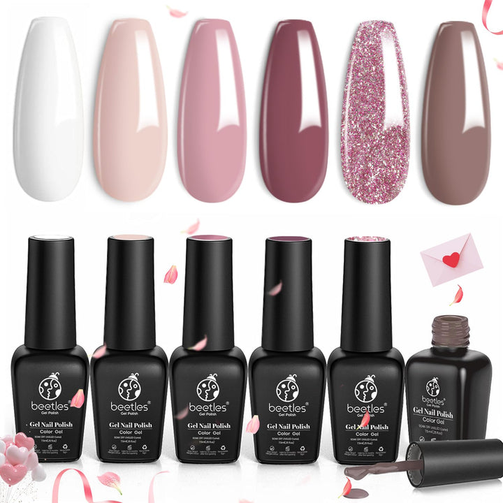 beetles front packaging showing six wedding gel polish colors, perfect for bridal kits