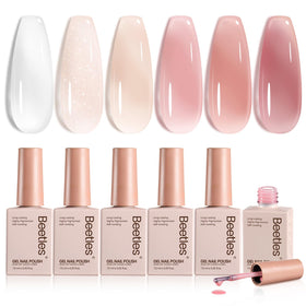beetles Gel Polish front packaging showing six jelly gel bottles and kit contents benefits clear labeling