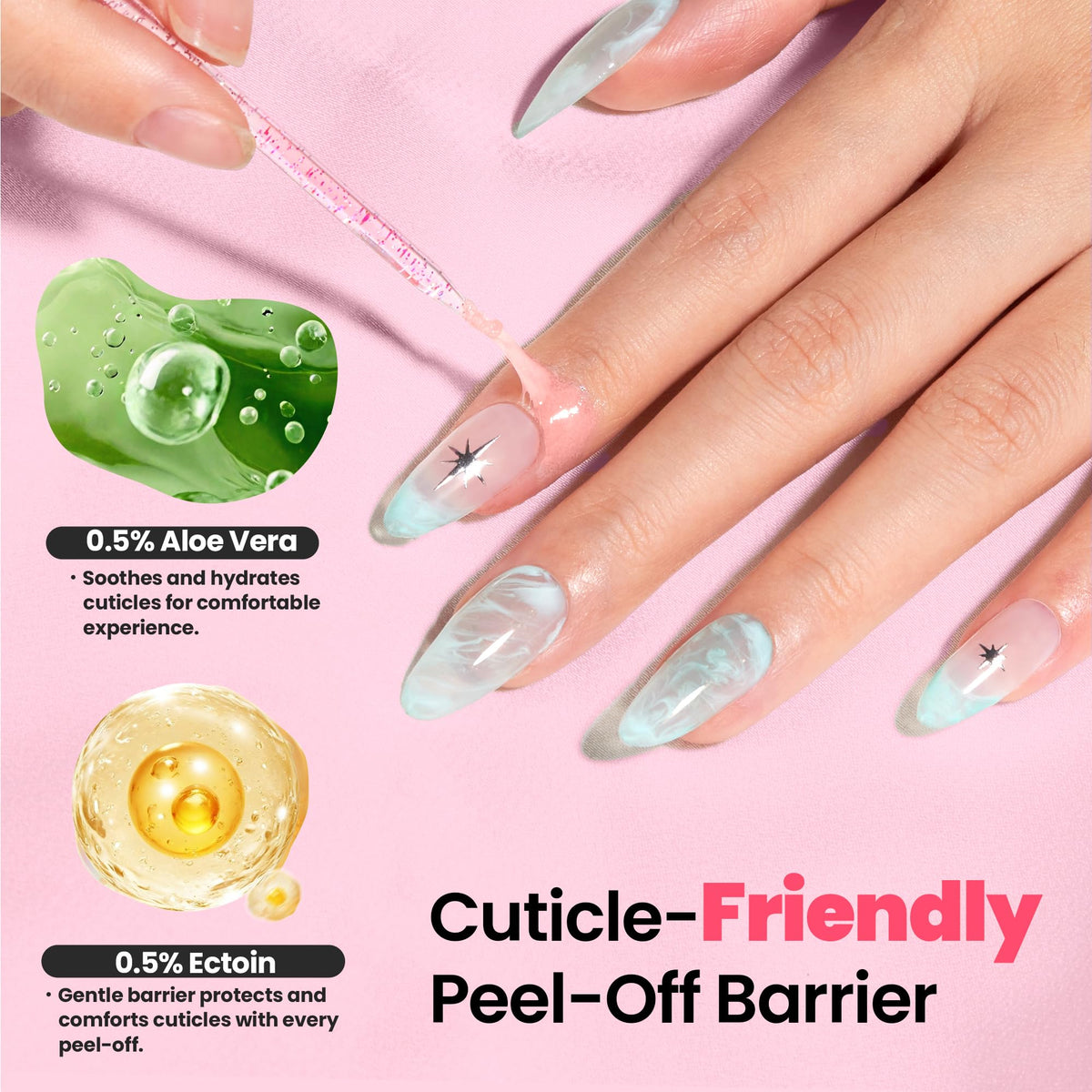 beetles gel polish white drying film on skin showing quick air dry