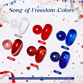 Beetles Gel Polish white red blue bottles displayed for easy color coordination