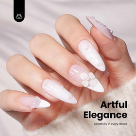 beetles gel polish swatch on hand showing opaque white coverage benefit