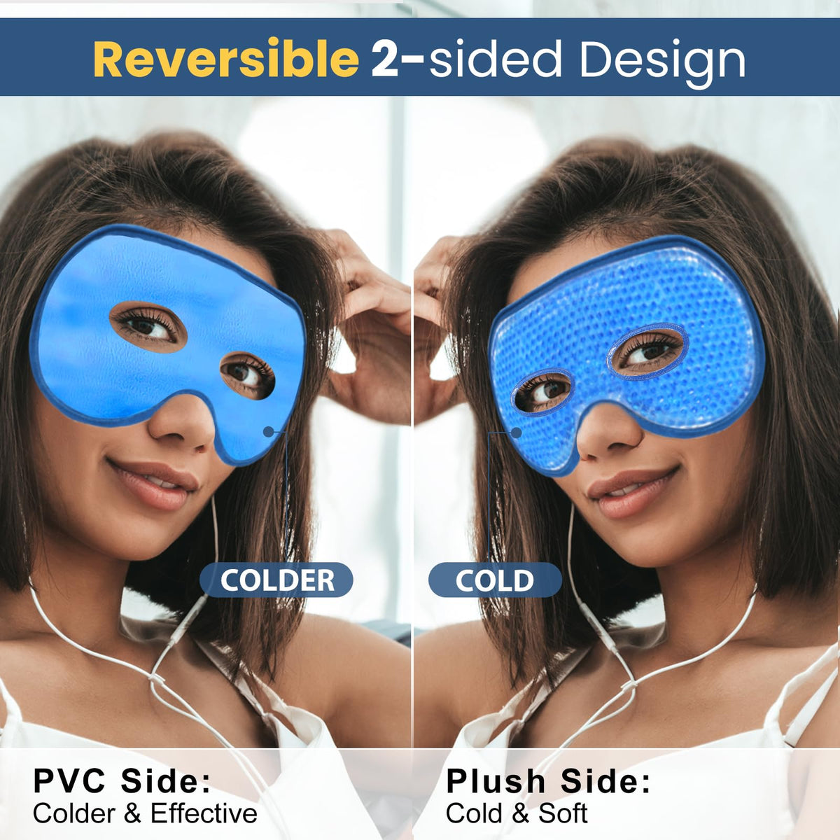 BeeVines reversible sides showing soft fabric and cold plastic side options