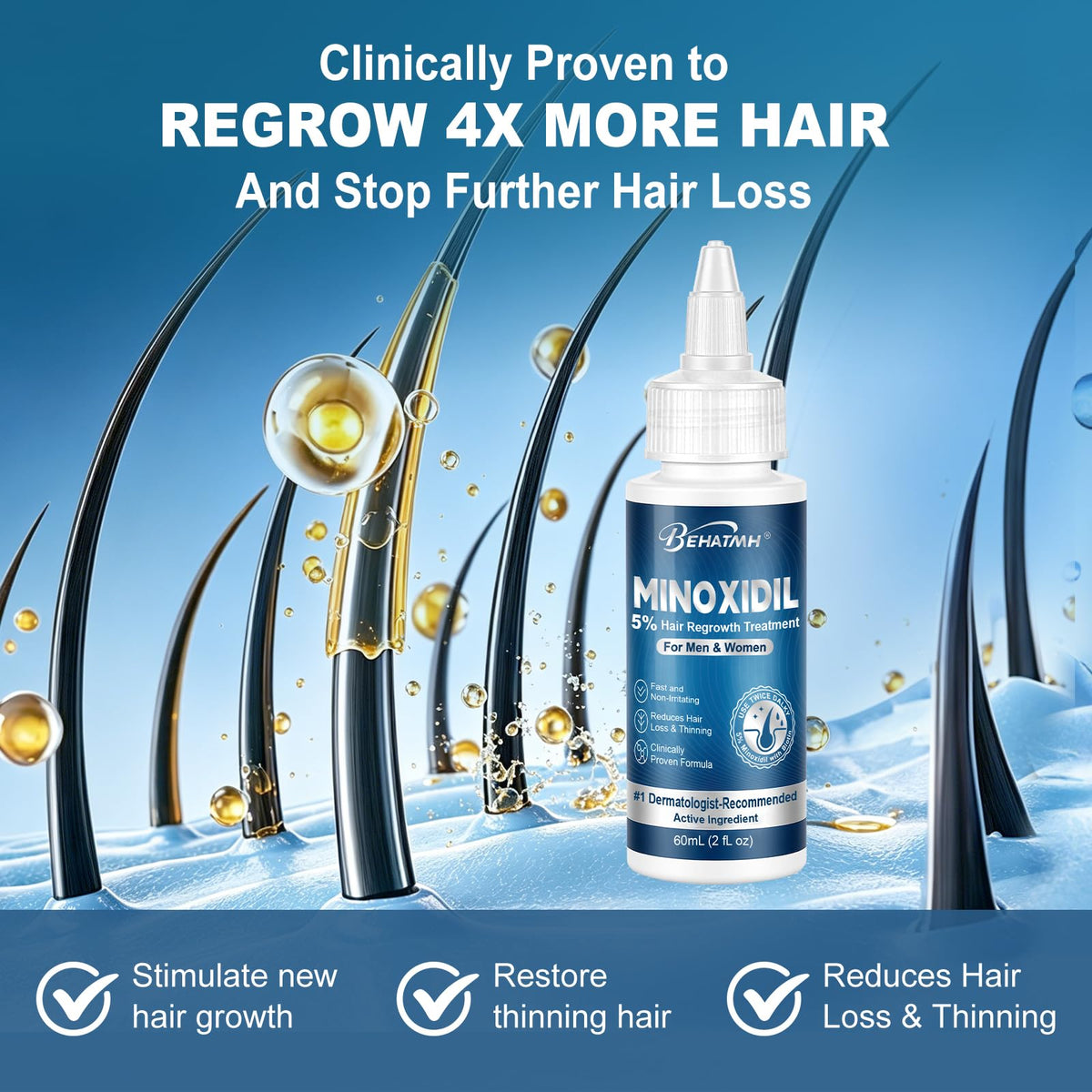 BEHATMH serum texture pouring to show low-flow, fast-absorbing feel
