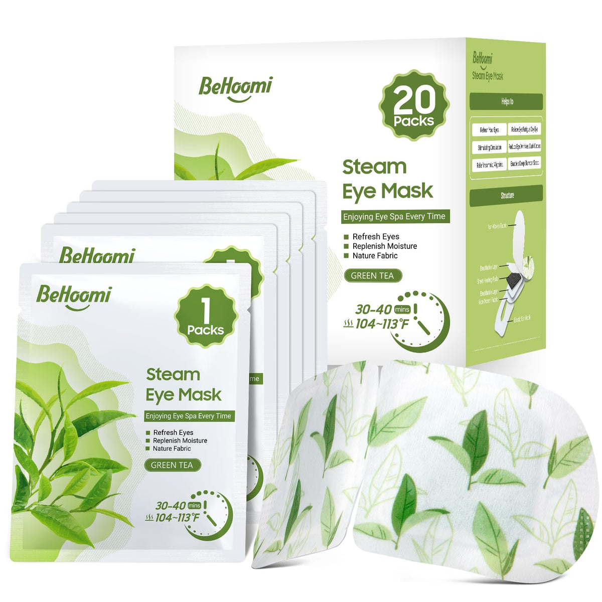 BeHoomi front packaging showing 20-pack and benefits