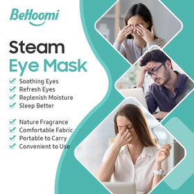 BeHoomi in-use on eyes demonstrating moist warmth for relaxation