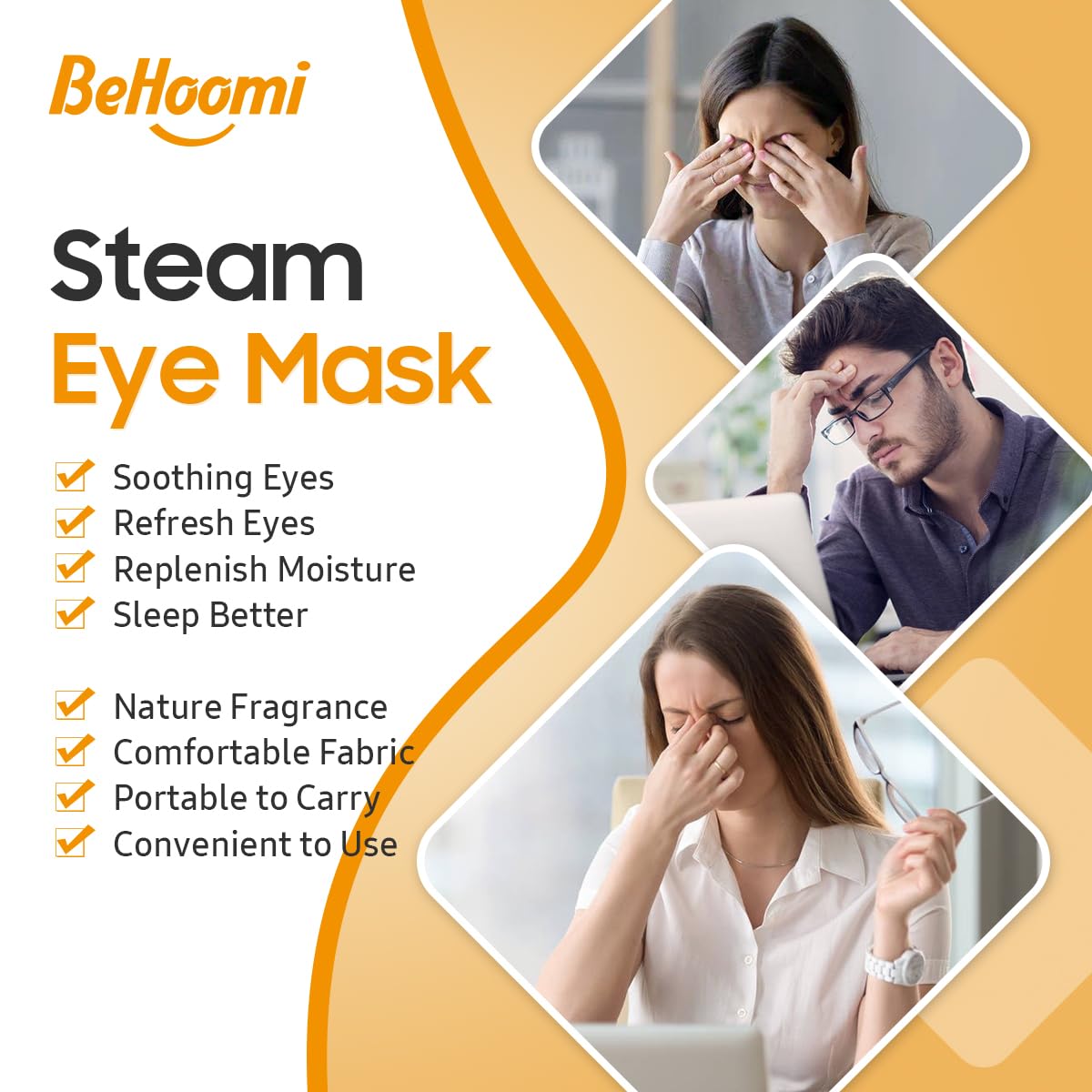 BeHoomi mask in use on a person in bed for soothing relaxation