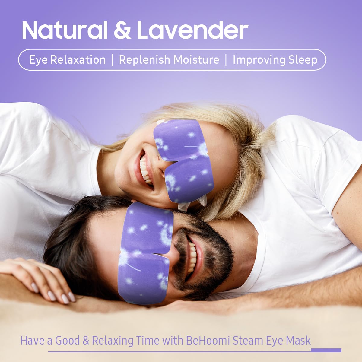 BeHoomi unfolded steam eye mask close-up showing soft fit and warmth