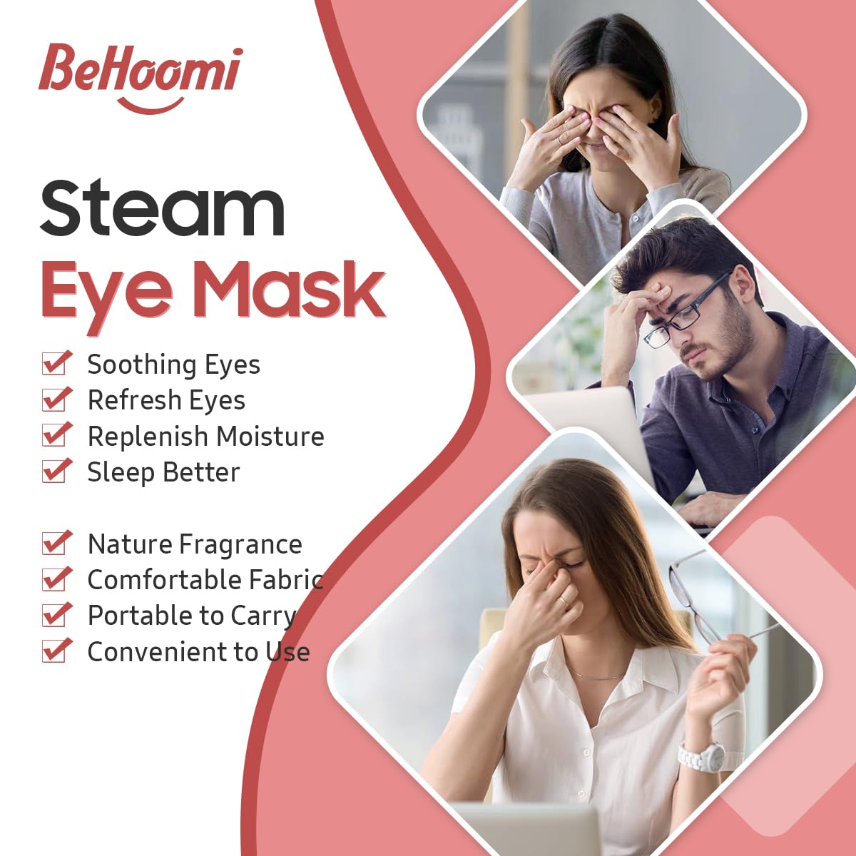 BeHoomi mask worn on model relaxing during a nap