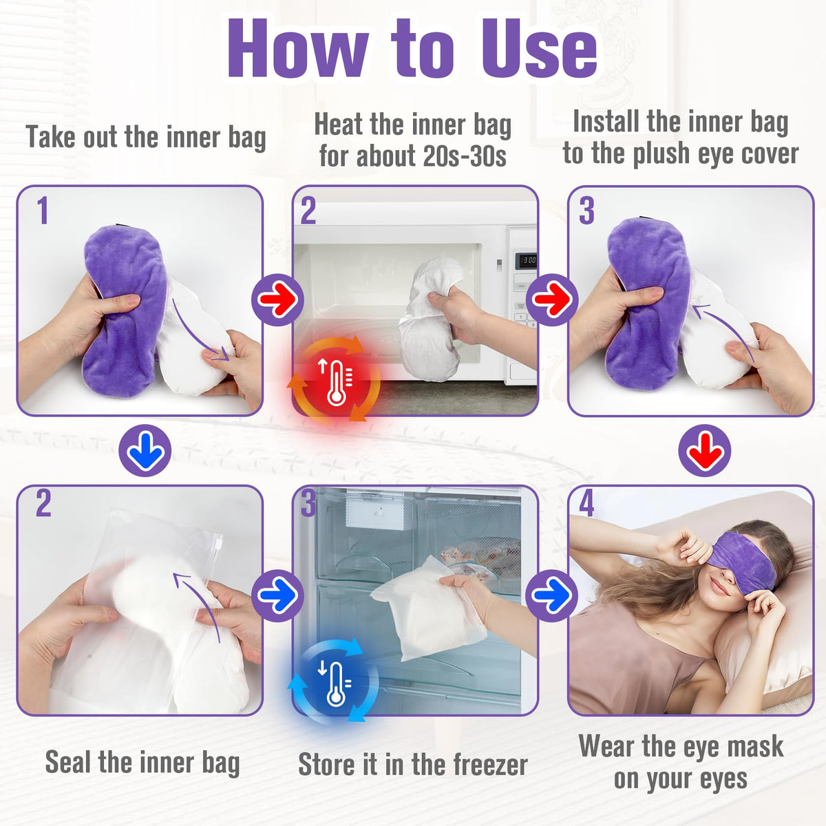 BeHoomi mask on sleeping model, illustrates light-blocking relaxation benefit
