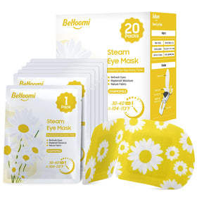 BeHoomi packaging front showing chamomile 20-pack and calming design for convenience