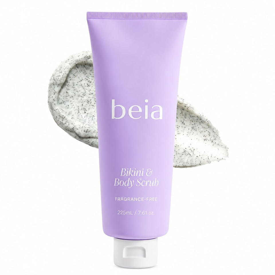 Beia jar front view showing label and 7.6 oz size, highlights easy targeted use