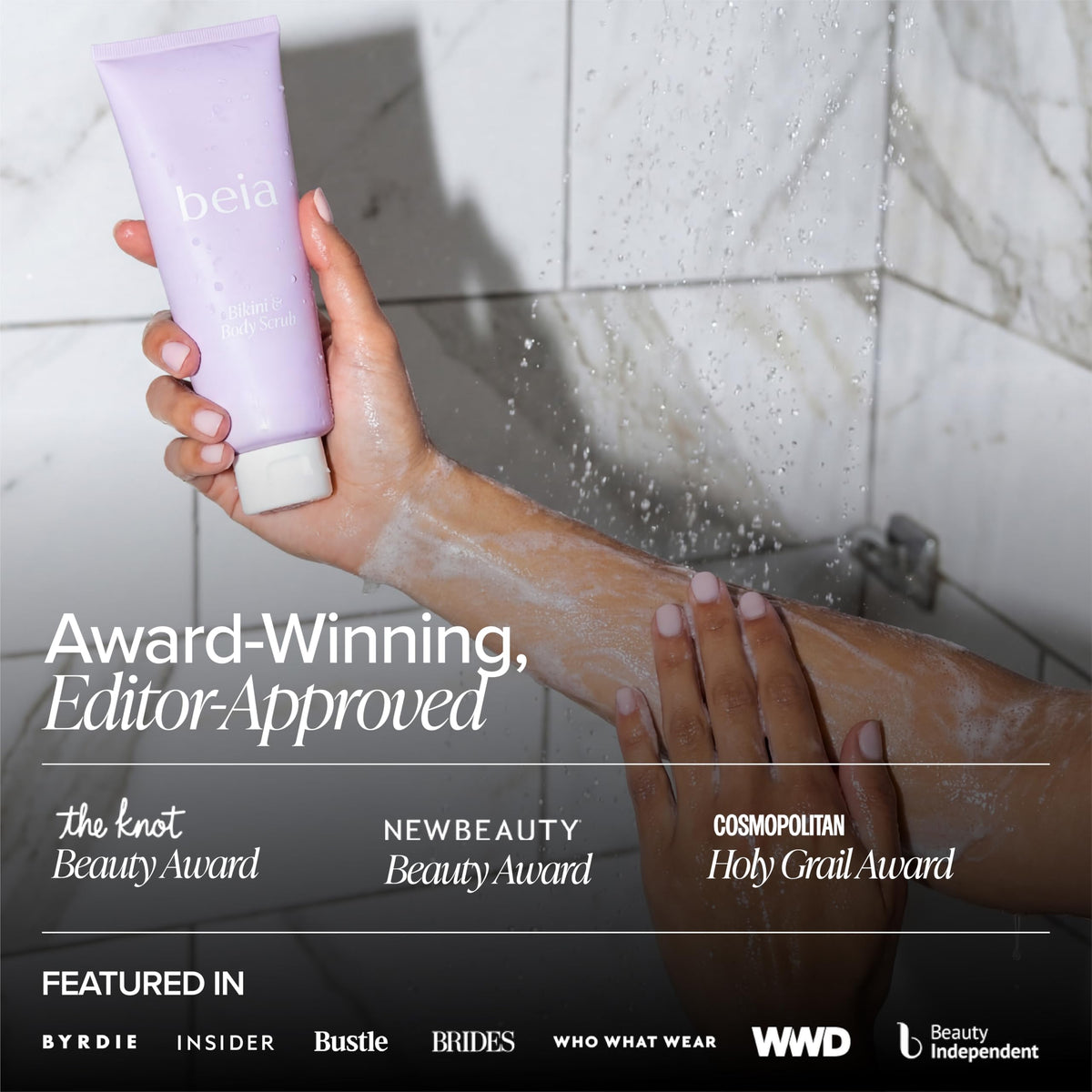 Before and after visual of skin smoothing after regular Beia exfoliating use
