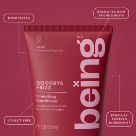 BEING INC after-wash wavy hair demonstrating reduced frizz and shine