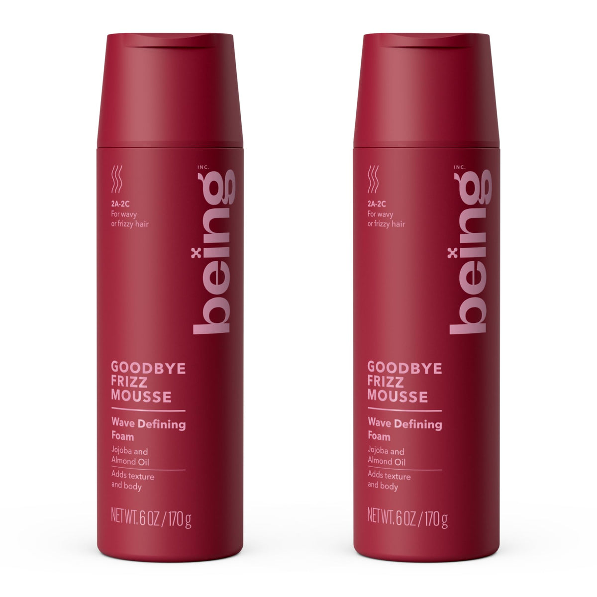 BEING front packaging showing two 6 oz mousse cans and product name benefit