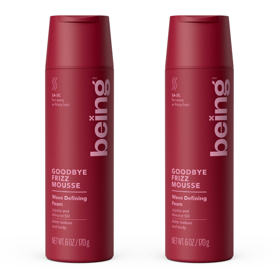 BEING front packaging showing two 6 oz mousse cans and product name benefit