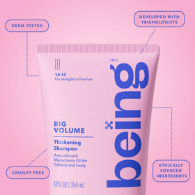BEING INC conditioner applied to ends to detangle and add body