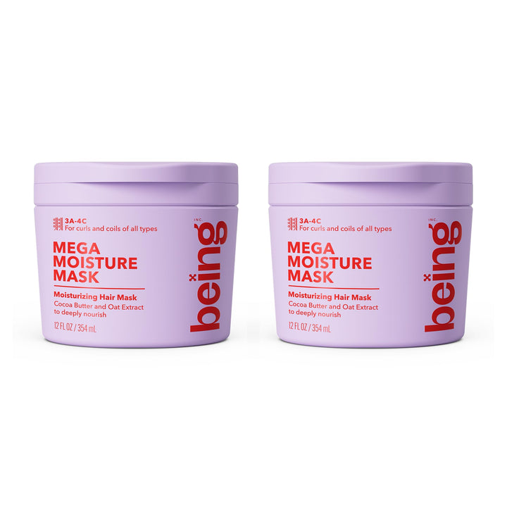BEING INC front packaging showing Mega Moisture jar and benefits