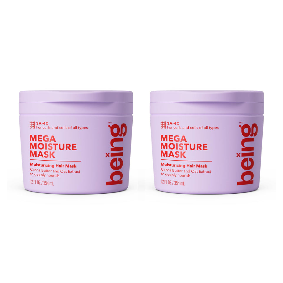 BEING INC front packaging showing Mega Moisture jar and benefits
