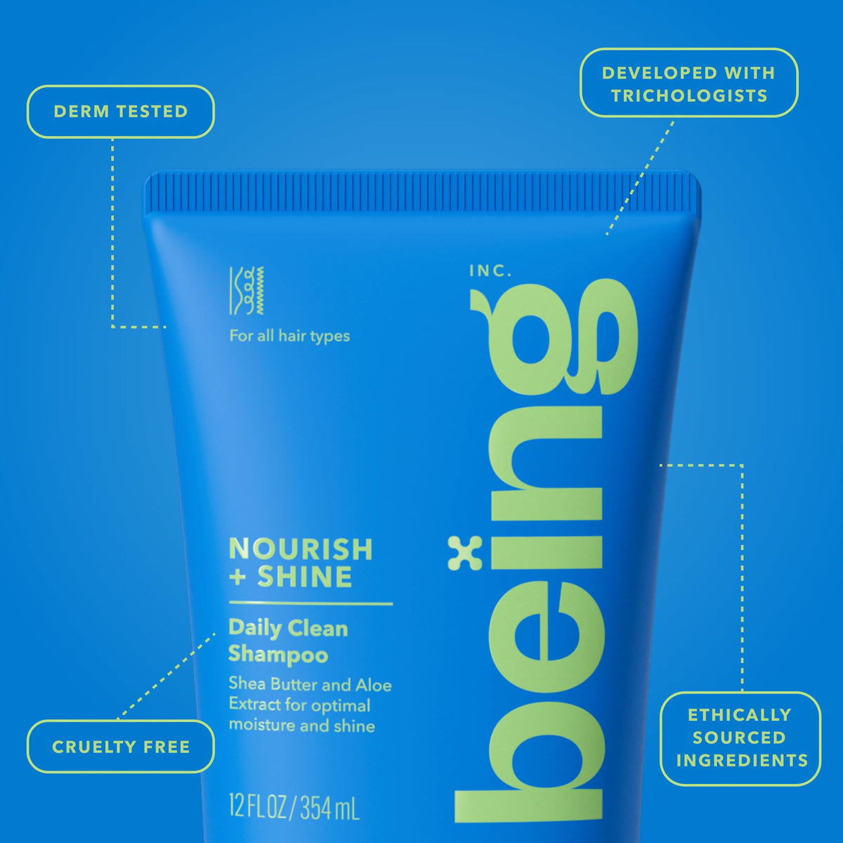 BEING INC in-shower application on wet hair for daily routine demonstration
