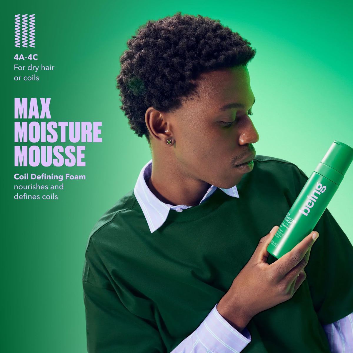BEING INC mousse foam texture closeup for easy, even distribution