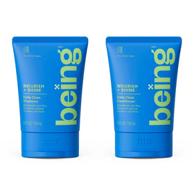 BEING INC front packaging showing both bottles and benefits