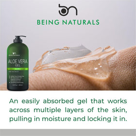Being Naturals gel applied on hands demonstrating quick absorption benefit