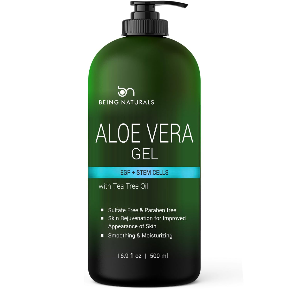 Being Naturals front bottle shot showing 16.9 fl oz and clear gel benefits