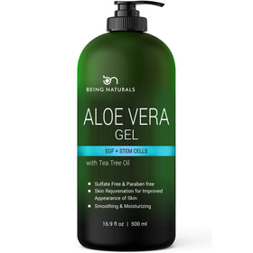 Being Naturals front bottle shot showing 16.9 fl oz and clear gel benefits
