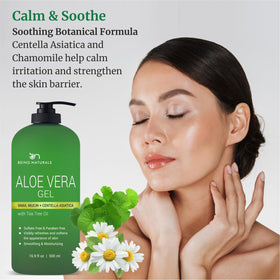 Being Naturals gel being applied to skin offering cooling comfort